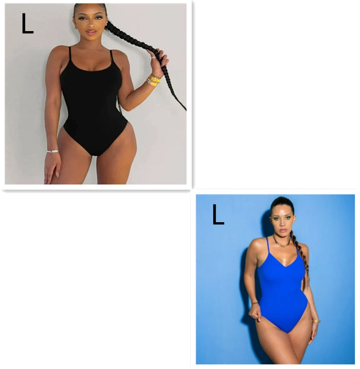 Summer Bikini Backless String Large Size Solid Color Triangle One-piece Swimsuit Women's Clothing