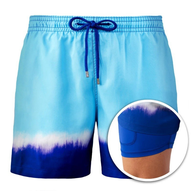 Men's Printed Beach Shorts Sports Double Layer Summer Men Gym Wear