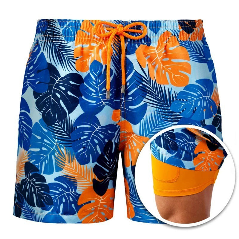 Men's Printed Beach Shorts Sports Double Layer Summer Men Gym Wear