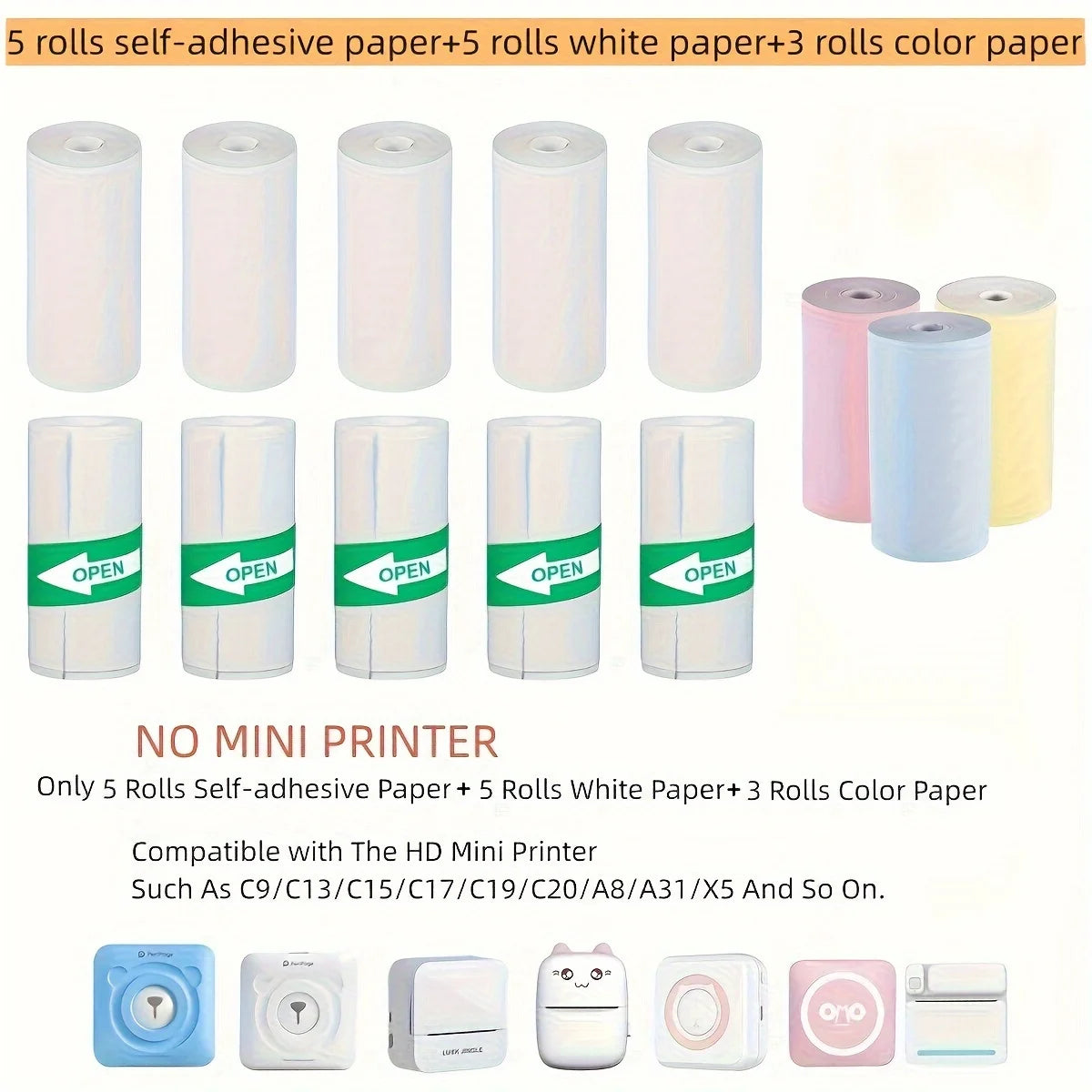 Thermal Paper MINI Printing Self-adhesive Label Sticker For Mini Printers Pose Machine Kid Camera Stickers 57mm Width Rolls