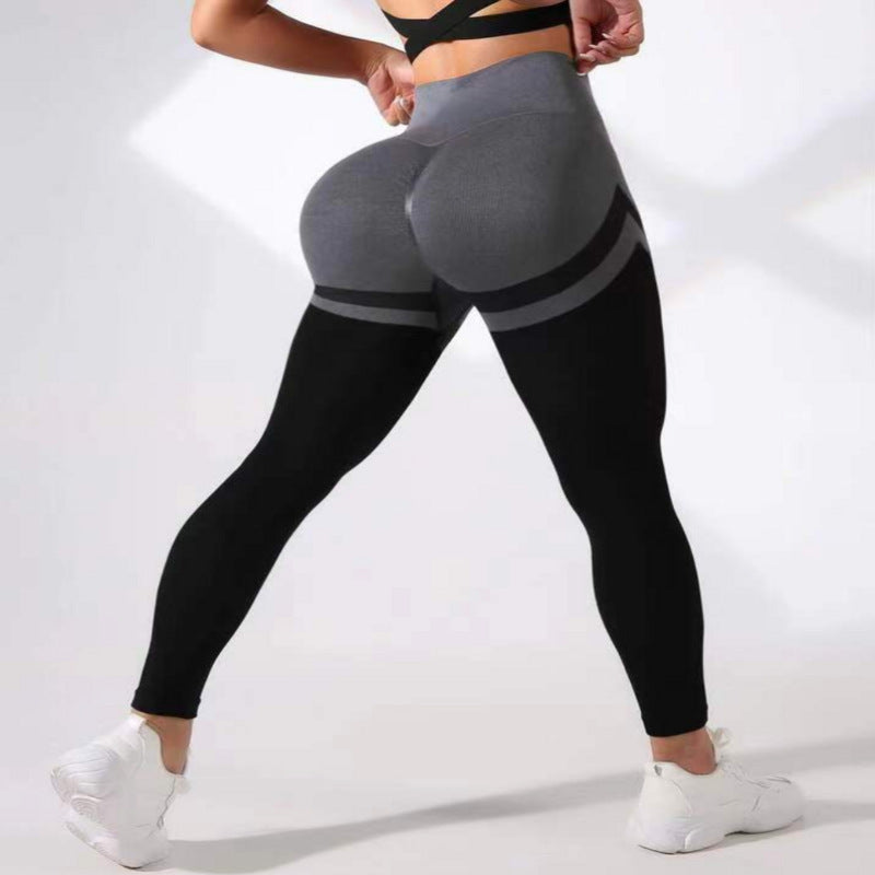 Women's High Waist Tight Leggings Color Matching Yoga Pants