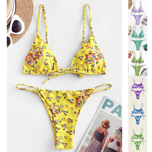 Women Summer Flowers Print Bikini Beach Swimming Suit Fashion Swimsuit Women's Clothing