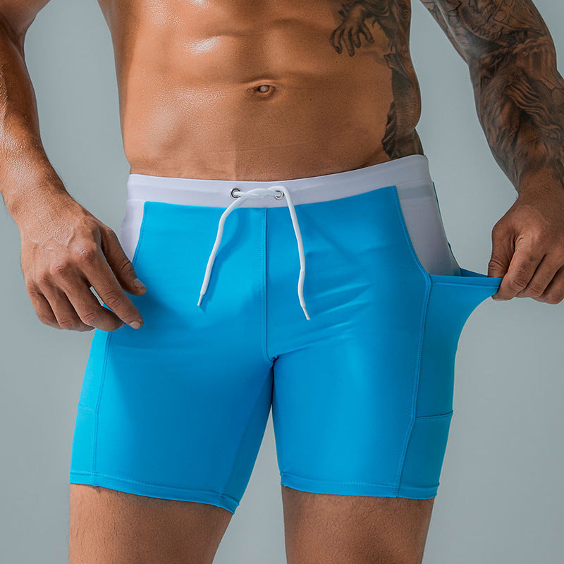 Professional Swimming Trunks With Side Pockets Gym Shorts